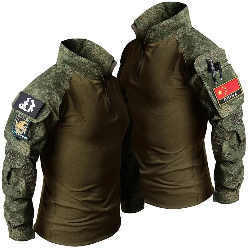 Combat Shirts Uniform Camouflage 4XL Cargo Sport Tops Airsoft Paintball Hunting Hiking Tactical Shirt Men Waterproof Tops
