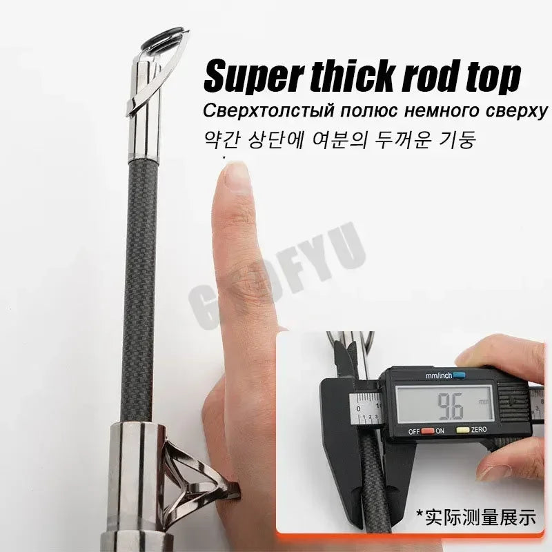 2.1-4.5M Carbon Fishing Rod 50kg above Superhard Long Distance Heavy Fish Throwing shot Rod Telescopic Sea Boat Fihsing Pole