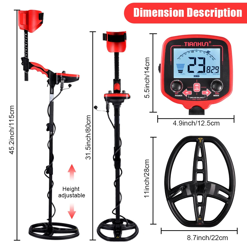 Treasure Hunter TX-850 L 11inch Coil Metal Detector Professional Underground Waterproof Gold Detector Pinpointer High Sensitive