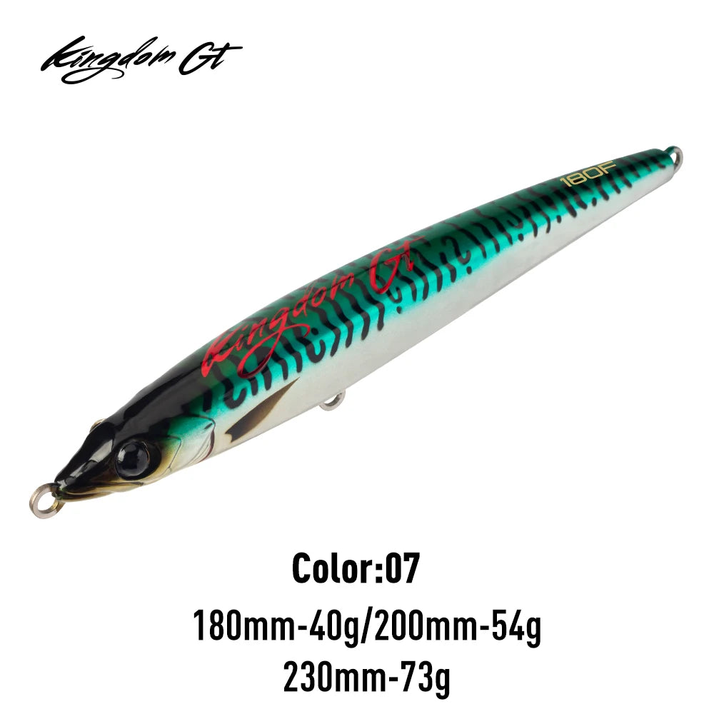 Kingdom Floating Pencil Sea Fishing Lure 40g  54g 73g GT Tuna Saltwater Fishing Artificial Hard Wobbler For Sea Fishing
