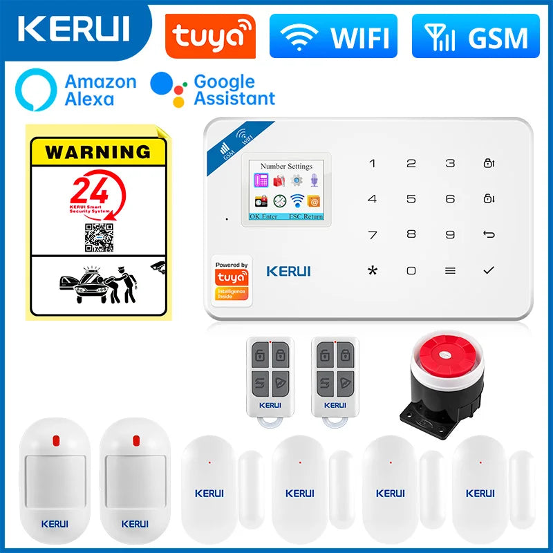 KERUI W181 Alarm System Secutrity Home WIFI GSM Alarm Tuya Smart Motion Detector Door Sensor Burglar IP Camera Work Alexa Google