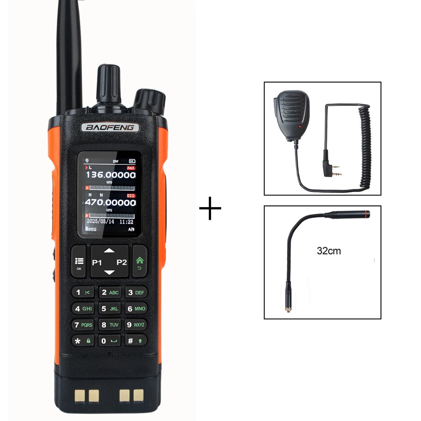 Baofeng DM-32 GPS APRS AES256 Encryption DMR Digital Analog UHF VHF Dual Band 8W Air Band FM Walkie Talkie DM-32UV