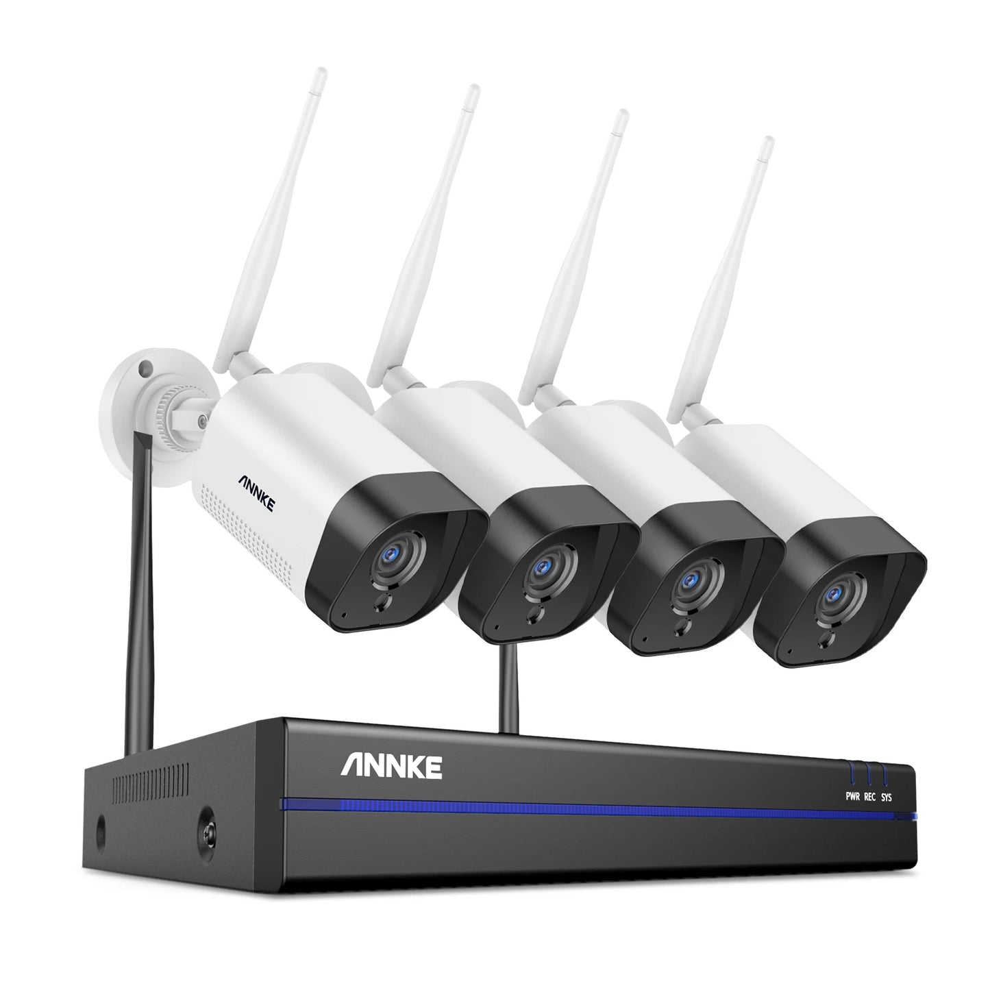 Annke WAS500 H.264+ 5MP Wireless CCTV System 10CH NVR Video Surveillance Kit Two Way Audio WIFI 4Pcs IP Security Camera 3.6MM