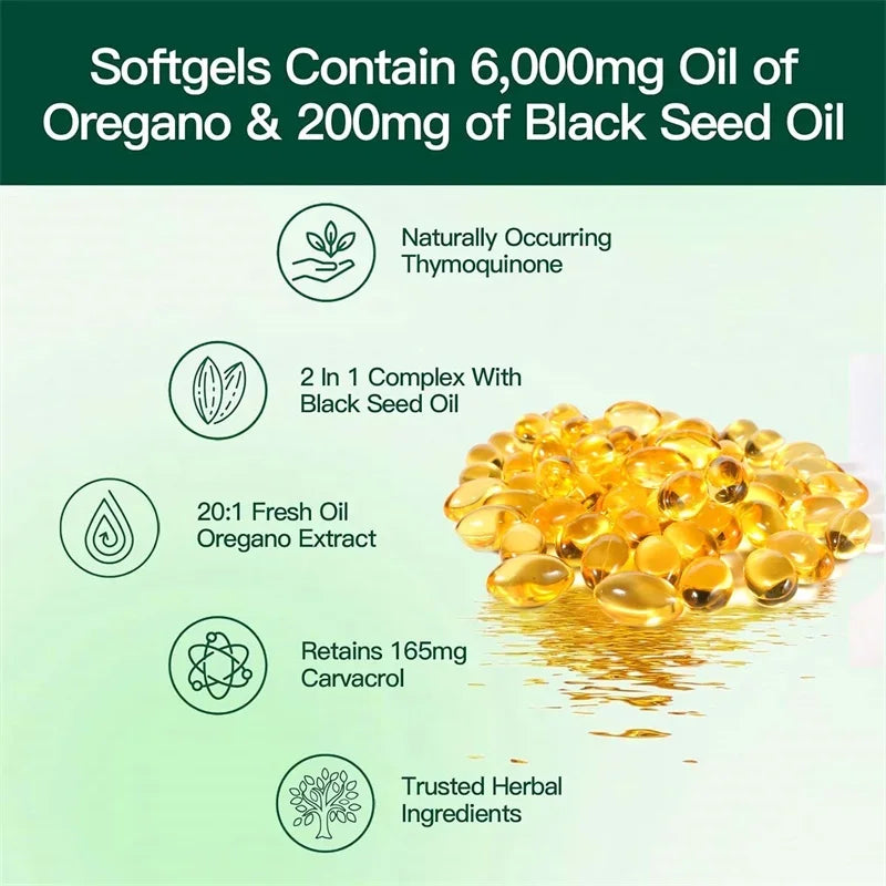 Oregano Oil Softgels - Promotes Digestion and Intestinal Health, Balance Intestinal Flora, Blood Circulation, Immune System