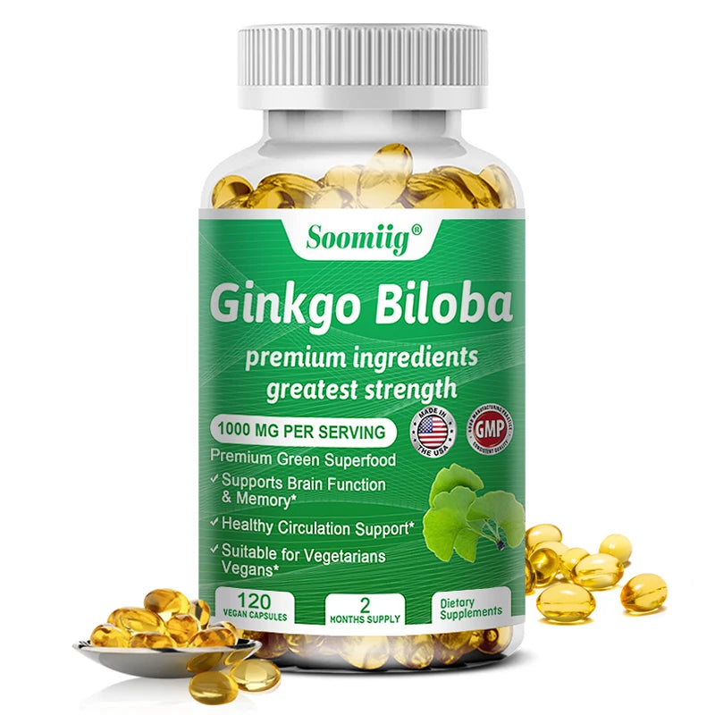 Premium Ginkgo Extract Supplement with B Vitamins for Brain Function, Memory, Circulation, Antioxidant, Health