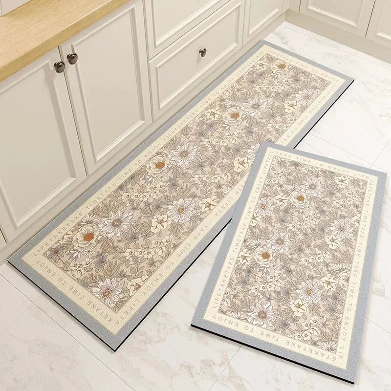 Pvc Kitchen Carpet Non-slip Oil-proof Rug Waterproof Leather Floor Mat Modern Long Strip Carpets Alfombra De Cocina 주방 미끄럼 방지 카펫