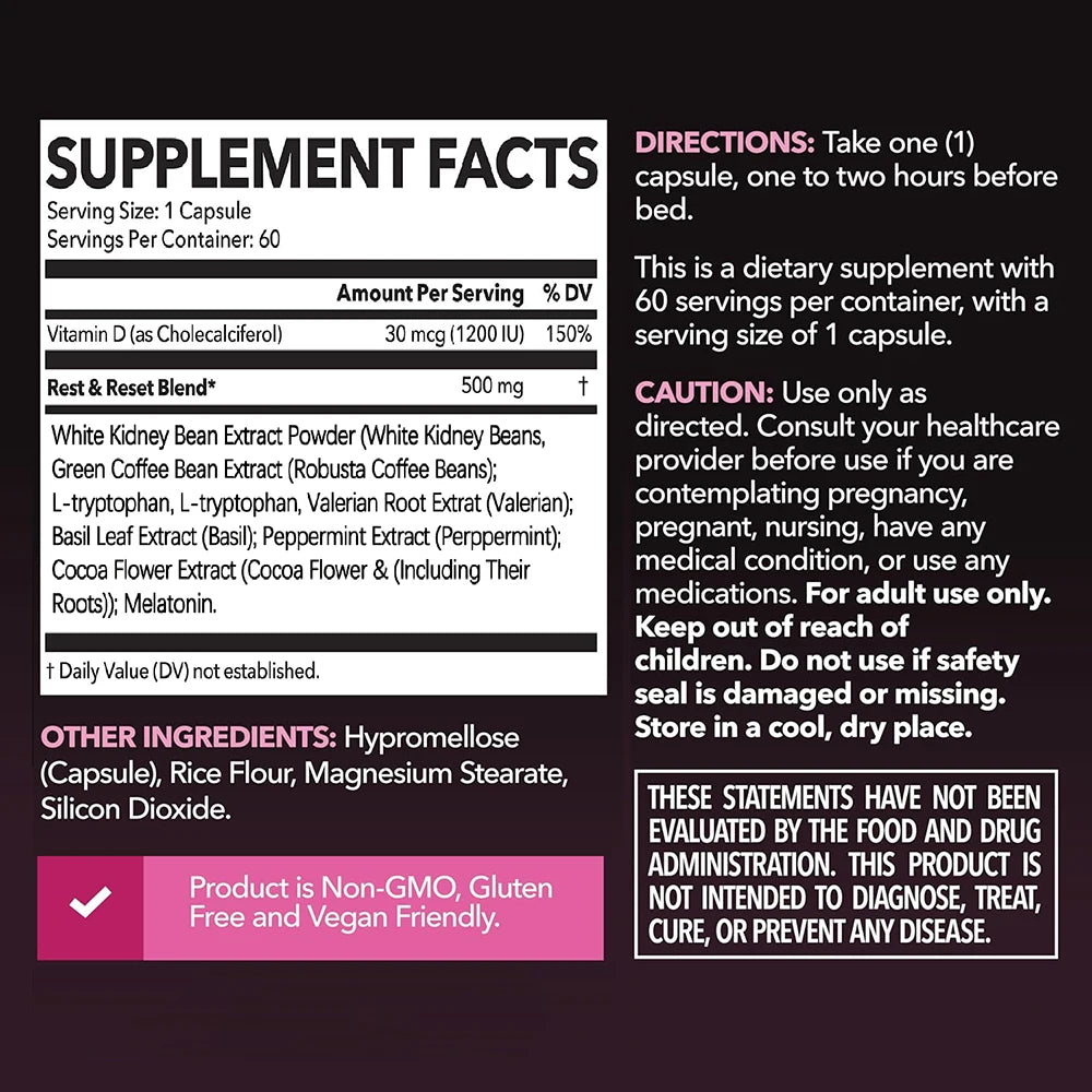 Night Time Weight Loss Pills for Women, Appetite Suppressant & Metabolism Booster, Nighttime Supplement Slimming While You Sleep