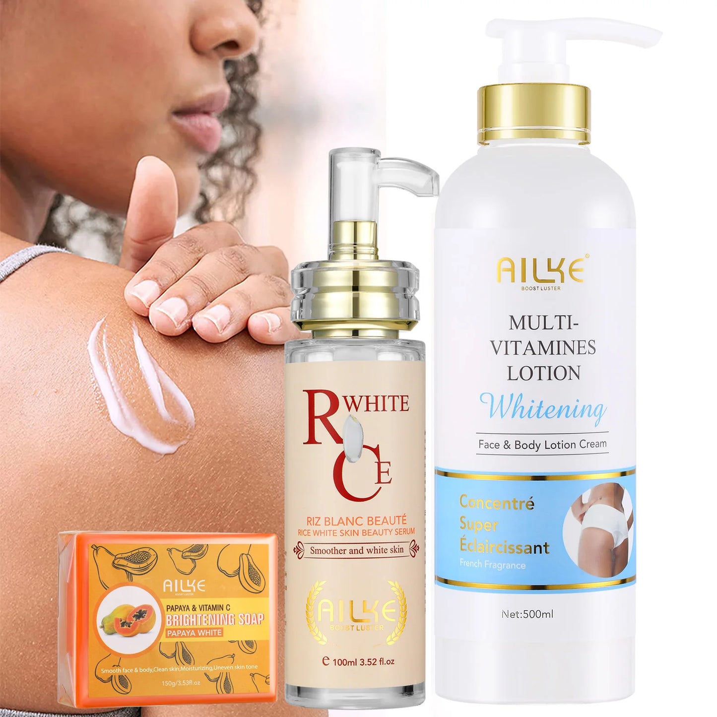 AILKE Multi Vitamin Brightening Body Lotion, Clean Skin, Increase Skin Radiance, Smooth, Even Skin Tone, Moisturizer Cream