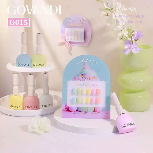 High-end Cream Milk 6pcs Gel Nail Polish Set 15ml Soak Off UV LED Gel Varnishes With Free Color Card For Nail Salon Lacquer 15ml